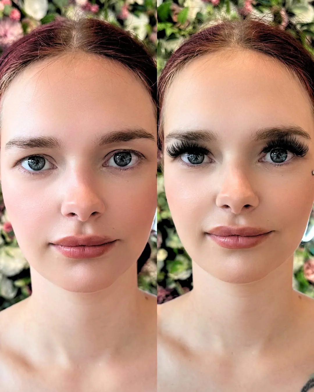 Full-face before and after — lash and brow