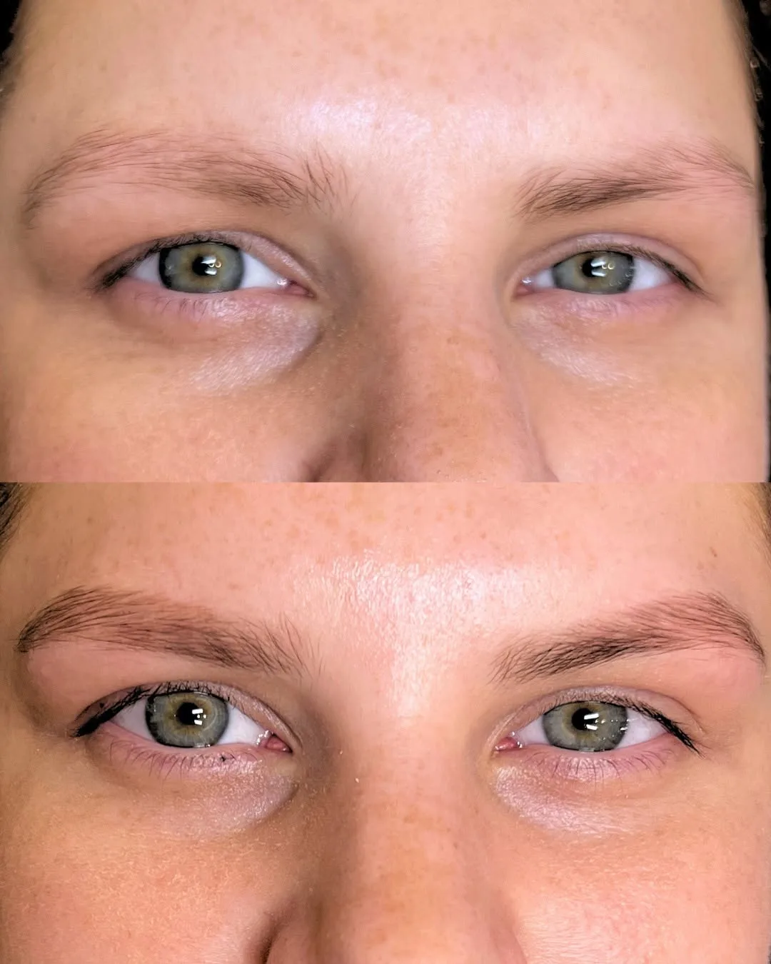 Brow lamination and tint before and after