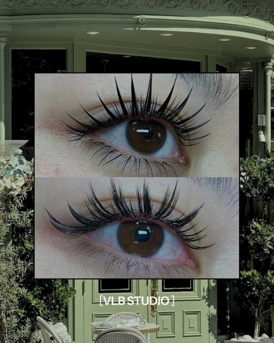 VLB Studio — lash result on green Victorian porch